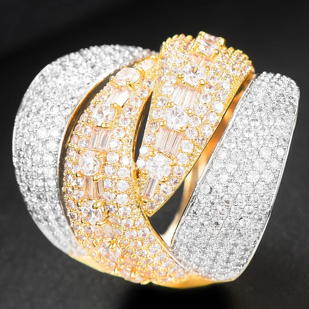 Женское кольцо с фианитами GODKI роскошное обручальное 4 слоями Ювелирное