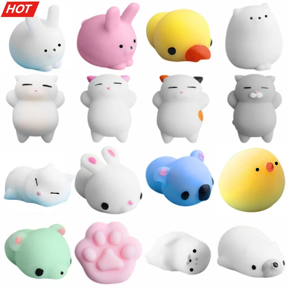 

16 шт., милые игрушки-антистресс Mochi в виде животных