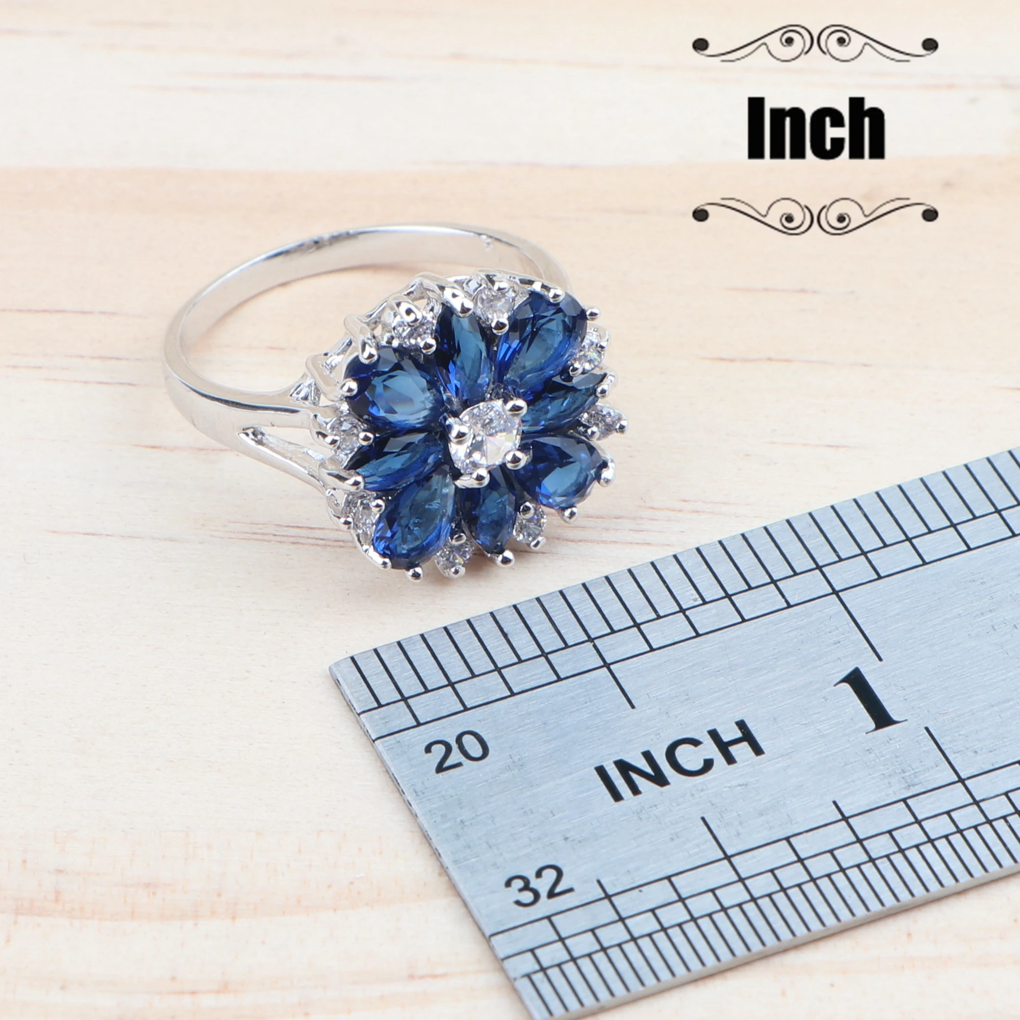 Набор украшений с синим цирконием для женщин костюм свадебные ювелирные изделия