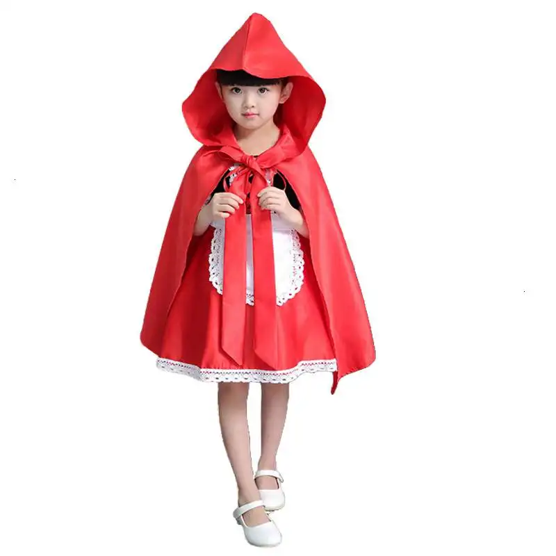 2020 little red riding hood cosplay costume for kids dress halloween carnival fantasia party girls fancy dress children party free global shipping