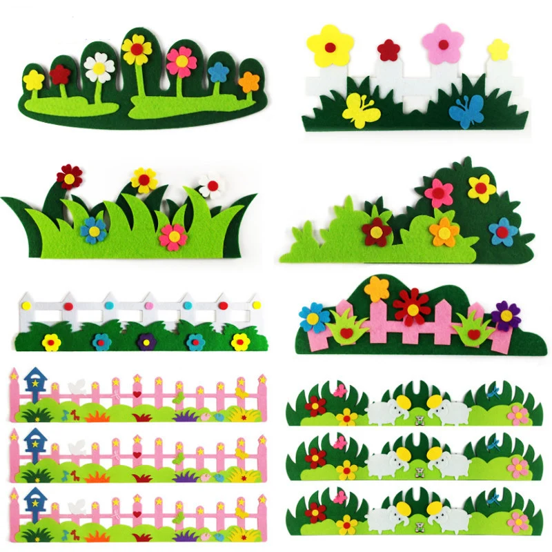 EVA Flower Grass Colorful Fence Kindergarten Baby's Room Wall Stickers Decoration Children DIY Assembling 3D Puzzles Toys Gifts|children diy|3d