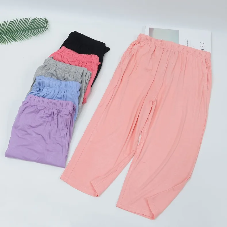 

Pajamas women summer autumn modal mid pants sports thin large size home pants loose cropped pants beach pants shorts