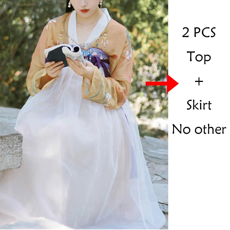 2 pcs suit-liren Элегантный Hanfu для женщин Костюм для китайского традиционного танца Костюм народное платье Восточный фестиваль наряд сценическая одежда DC1833 - Цвет: 2 pcs suit-liren