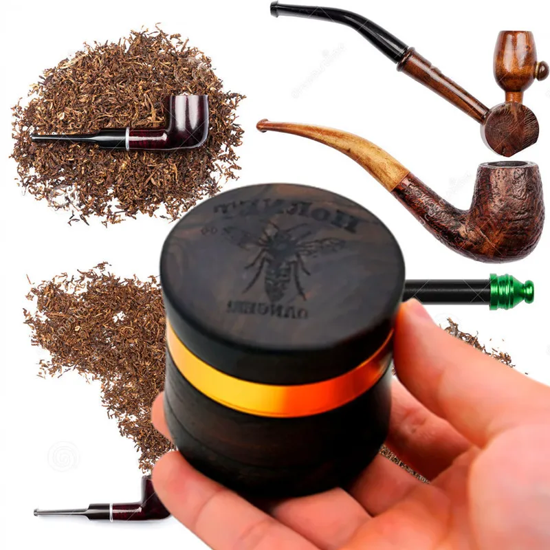 

4-Layer Sandalwood Weed Grinder Aviation Aluminum 60MM Manual Tobacco Herbal Crusher Retro Mahogany Grinding Weed Accessories