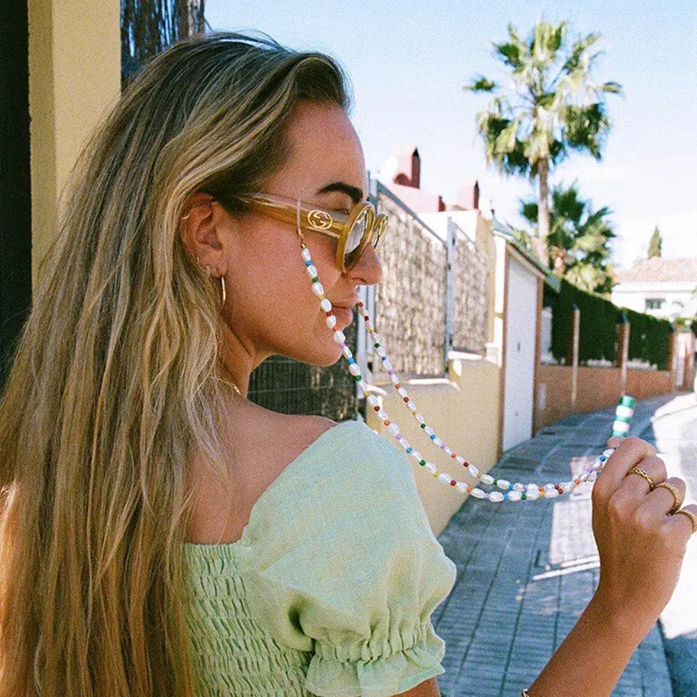 Модные милые женские очки цепь Красочные жемчужные бисером шнурок для очков