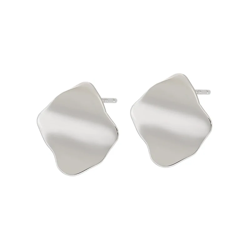 

CH-1056 Korean version of ins niche design sense cold wind retro geometric wave texture texture S925 sterling silver earrings