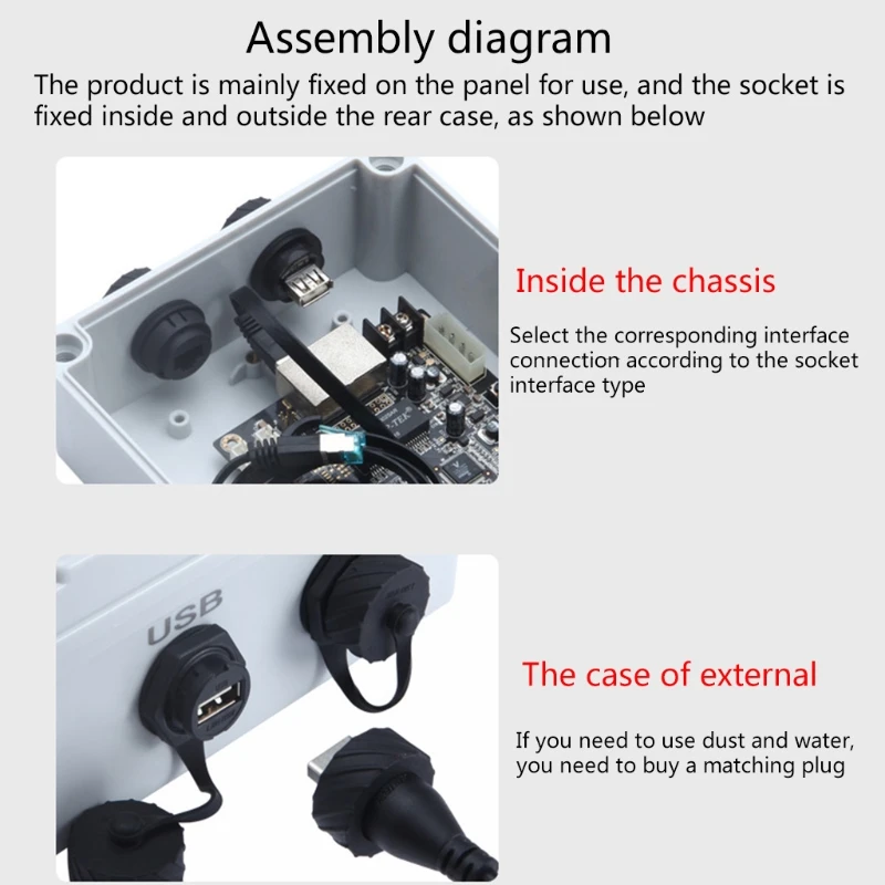 

103E USB 2.0 3.0 Female Socket Plug Panel Mount Adapter Directly Waterproof Connector with