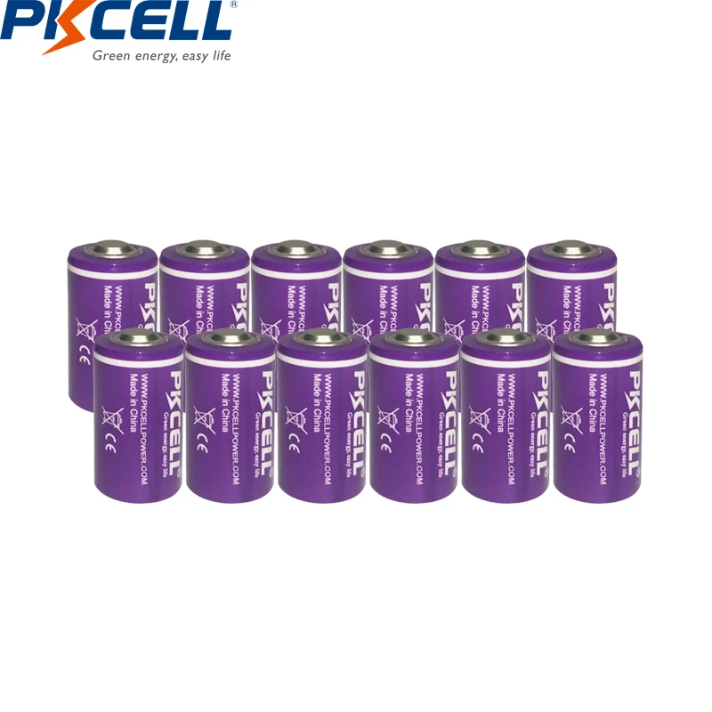 12 шт. * PKCELL 1200 AA Li SOCl2 аккумулятор 3 6 мАч 1/2 в ER14250 LS14250 14250 литиевые батареи для