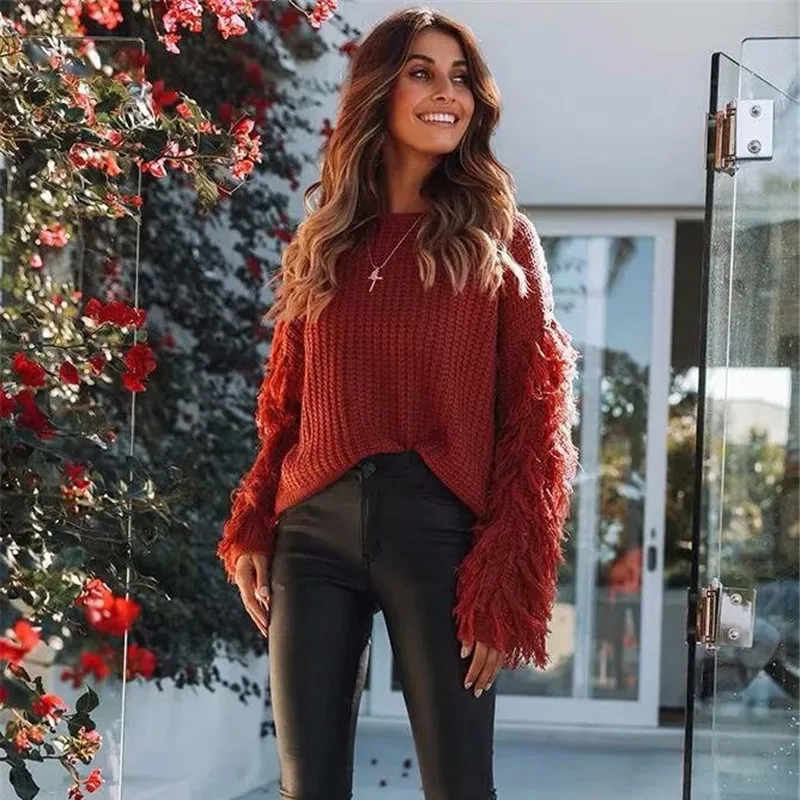 Свитер женский с кисточками зима 2020 | Женская одежда