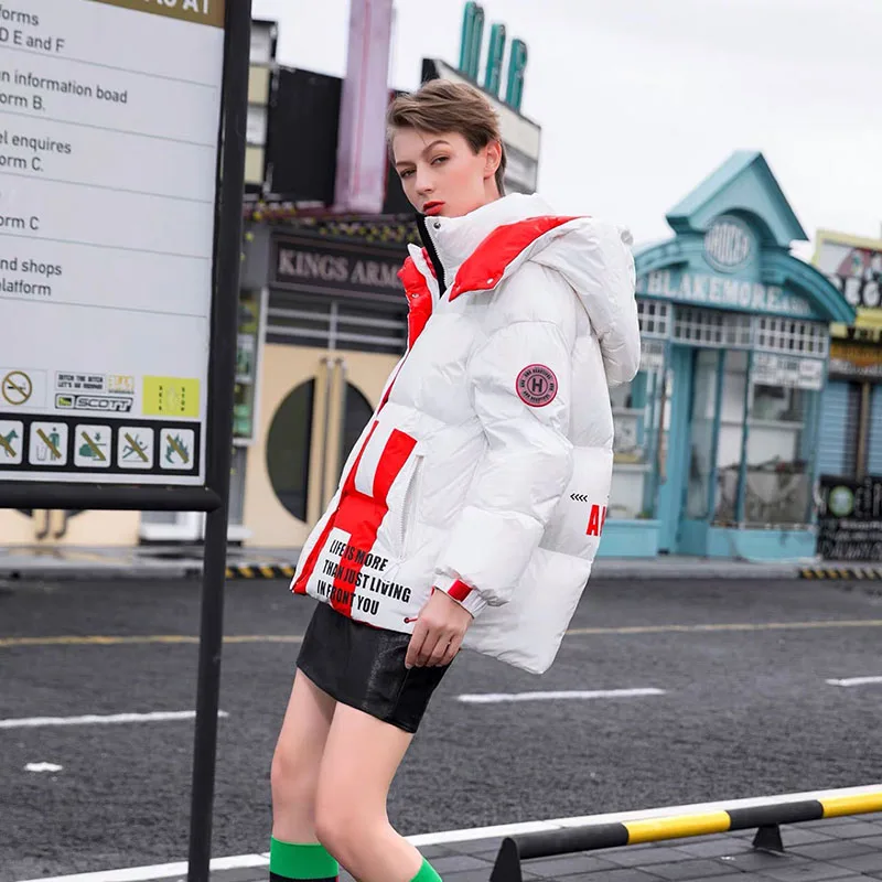 2021 New Winter White Duck Down Women Down Jacket Fashion Large Size Letter Warm Hooded High Quality Women Down Jacket BNH210