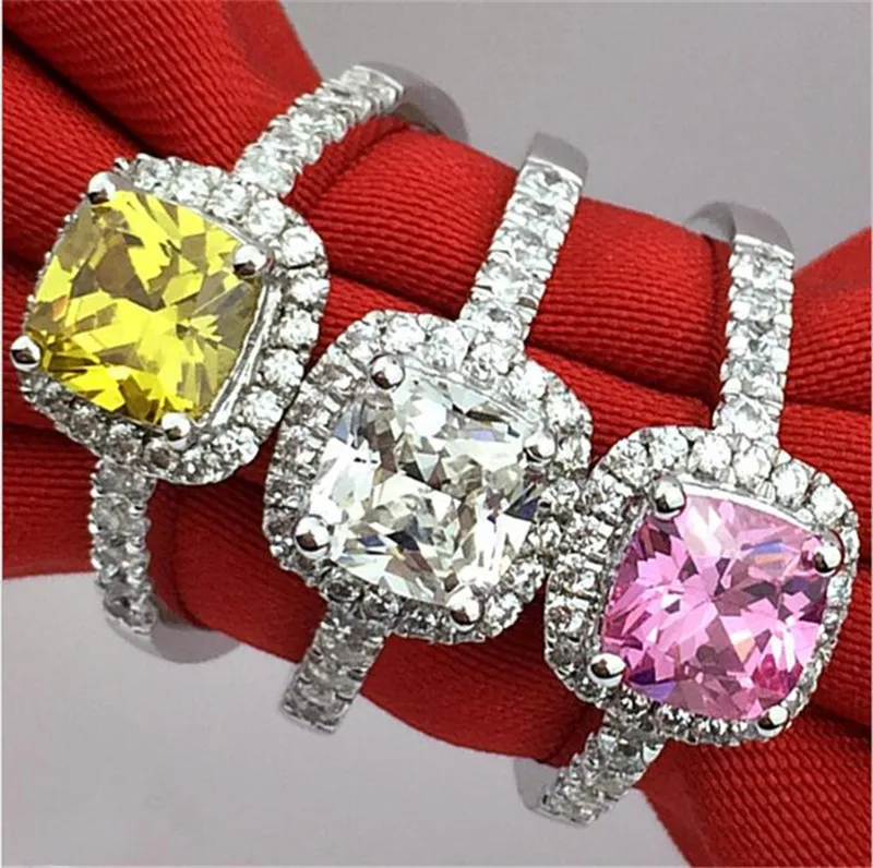 Женские обручальные кольца из стерлингового серебра 5 6 пробы с фианитом А 3