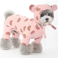 cotton pet clothes bear pattern dog pajamas jumpsuit 4 legs coat o neck tshirt sweatshirt set pajamas overalls puppy cat clothes