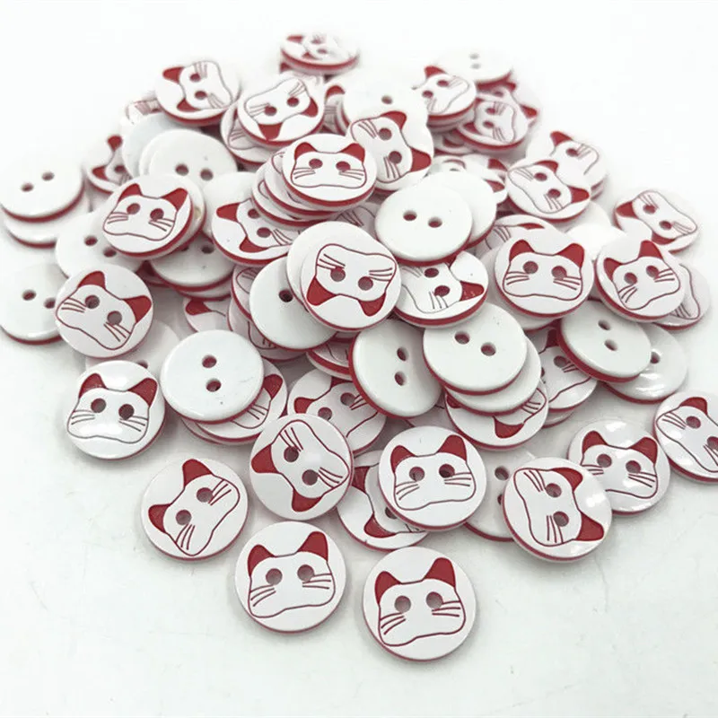 DIY 200 шт смолы кнопки кошка шаблон круглые пуговицы украшения шитье скрапбукинг 13 мм