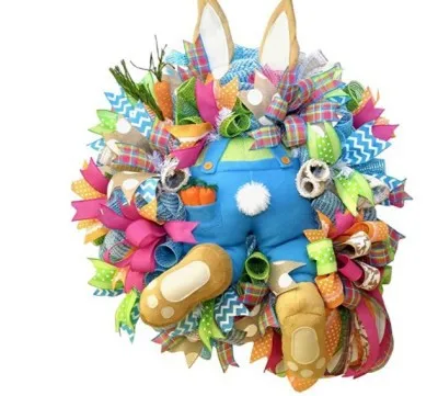 

Cute Easter Thief Bunny Butt Wreath with Easter Cross Garland Home Decor Spring Wedding Wreath Cartoon Bunny Shape Ornaments