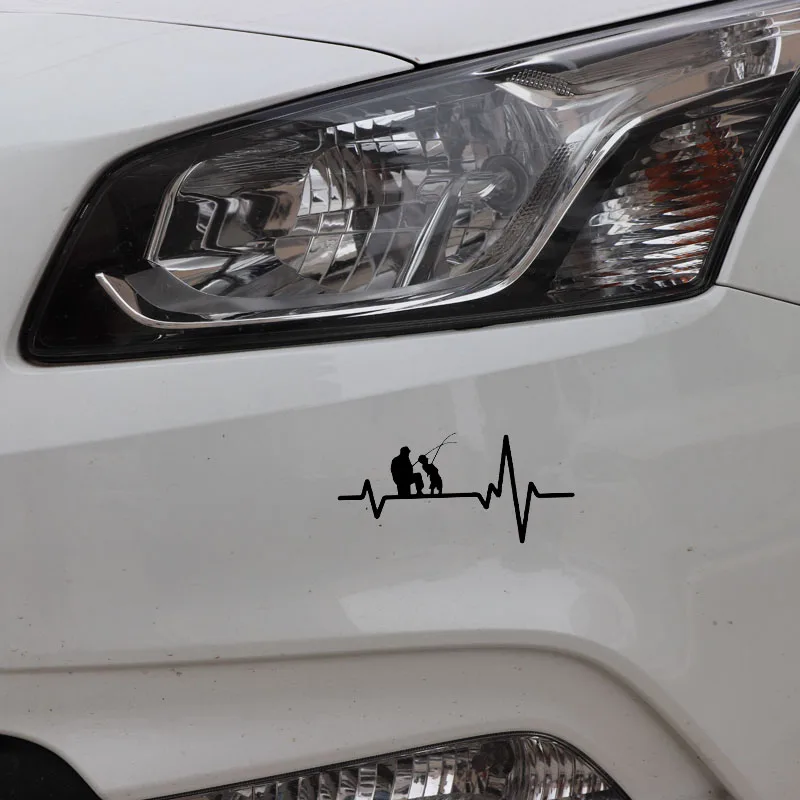 Автомобильная наклейка из ПВХ с изображением сердечного ритма лески рыбалки