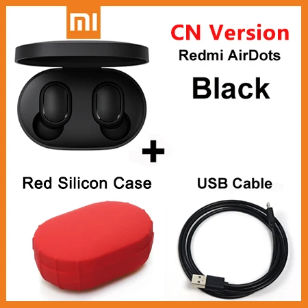 Xiaomi Redmi Airdots TWS беспроводные Bluetooth наушники стерео бас гарнитура с микрофоном голосовой помощник управление AI - Цвет: CN Add CaseCable