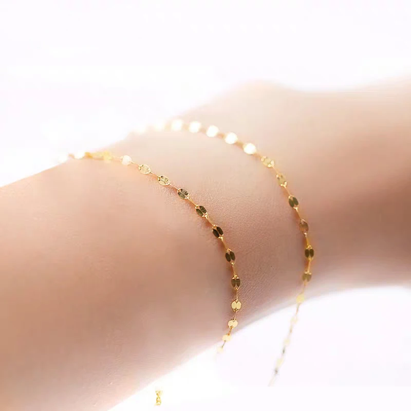 Женское Ожерелье из 18 каратного золота с подвеской в виде плитки|Ожерелья| |