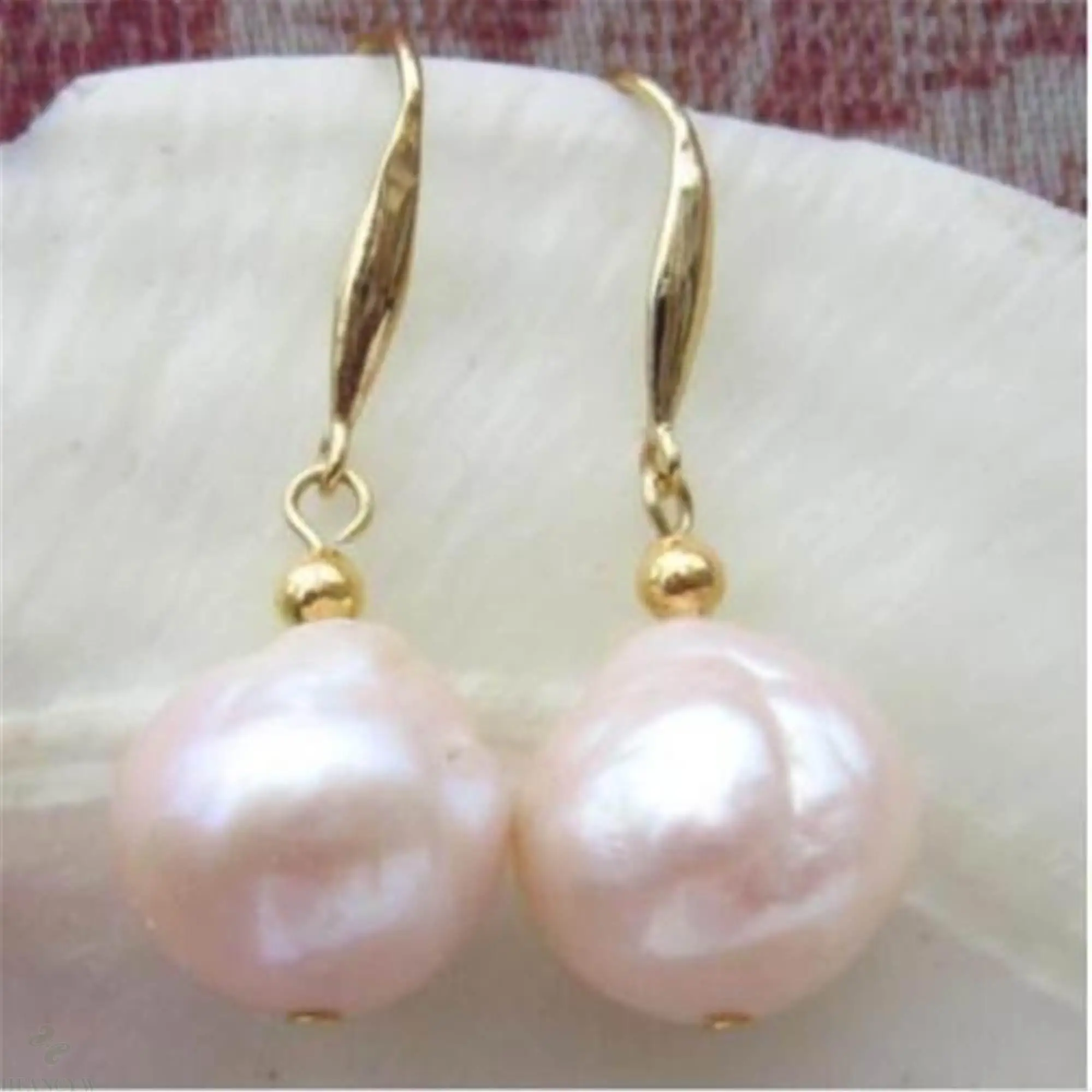 

10-12mm Natural South Sea Baroque Gold Plated Pearl Earrings 14k Gift Accessories Irregular Fashion Cultured Party Aurora