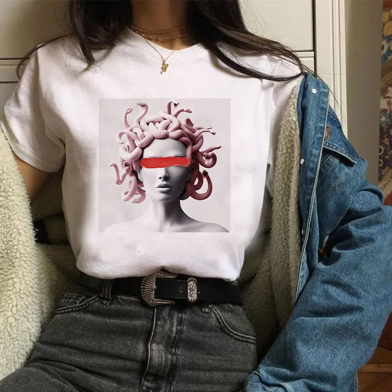 Poleras Mujer De Moda летняя футболка женская с принтом Медуза Vogue Harajuku футболка плюс размер Эстетическая Футболка Camiseta Mujer
