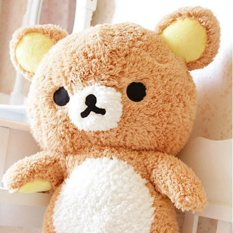 55/75cm Giant Rilakkuma Bear Plush Toys Life Size Relax Pillow Dolls Soft Stuffed Animals Valentine&amp#39s Day Girlfriend Gif | Игрушки и