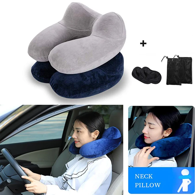 

2pcs Inflatable U-shaped Pillows Travel Outdoor Portable Pillow Neck Rest Travel Folding Slow Rebound Train Plane Office Travel