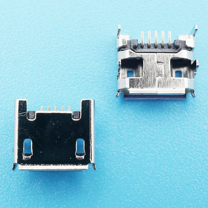 

50pcs/lot Micro USB Jack 5Pin DIP4 Female Socket With Curling Side Micro USB Connector Charging Port For ZTE Samsung etc