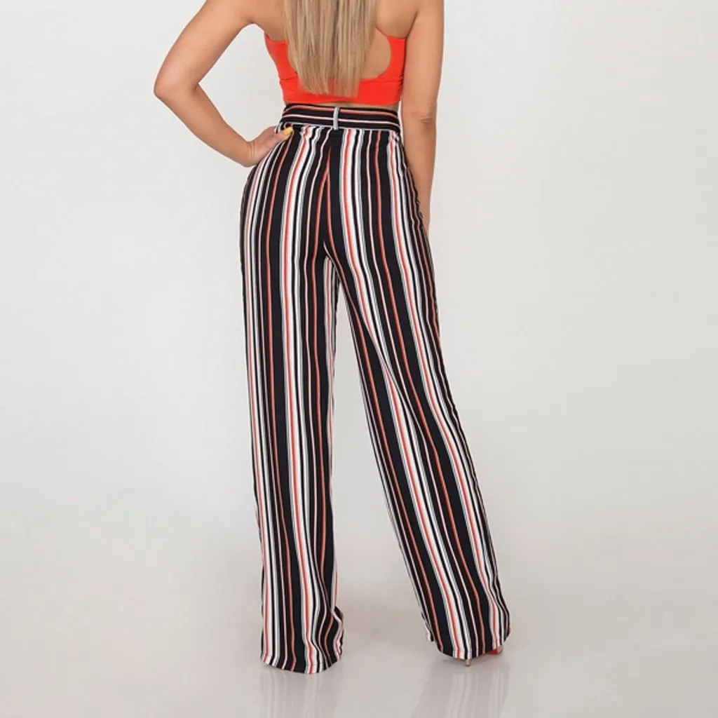 Черные плиссированные длинные брюки палаццо с поясом женские свободные