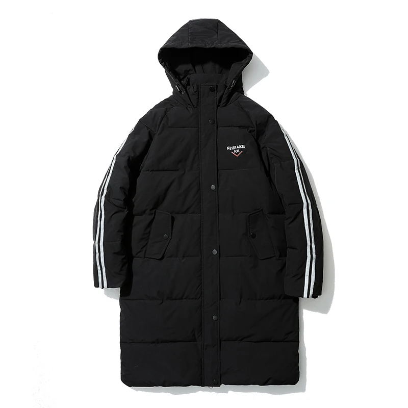 

2020 Striped Women's Winter Coat Oversized Thick Long Female Black Jacket Hooded Stand Collar Cotton Padded Loose Woman Parkas