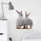 Две милые наклейки на стену с кроликом для детской комнаты, украшения дома, съемные Настенные обои для гостиной, спальни, милые наклейки кроликов