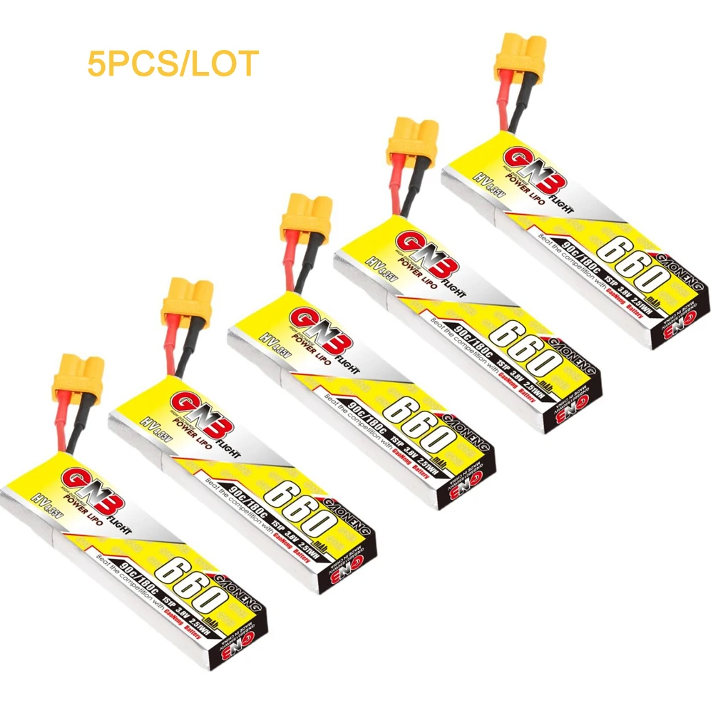 5 шт. Gaoneng GNB 1S 660 мАч 3,8 в 90C/180C HV 4,35 в светильник вес Lipo аккумулятор с разъемом PH2.0 для EMAX NanoHawk X RC FPV дрона