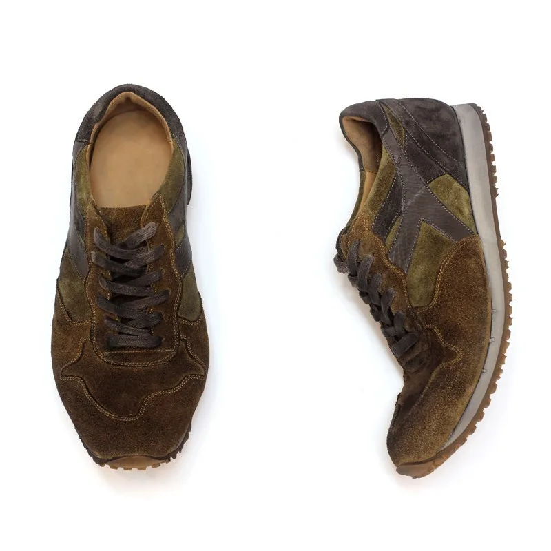 Лидирующий бренд Ретро стиль шнуровка Коровья замша настоящая кожа мужская