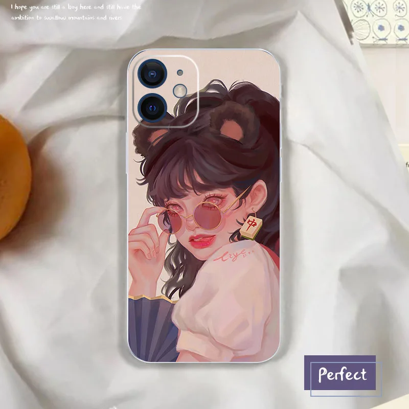 

Original Transparent Silicone beautiful Girl Phone Case For iPhone 11 12 Pro Max Mini X XR XS Max 7 8 Plus Protection Cover