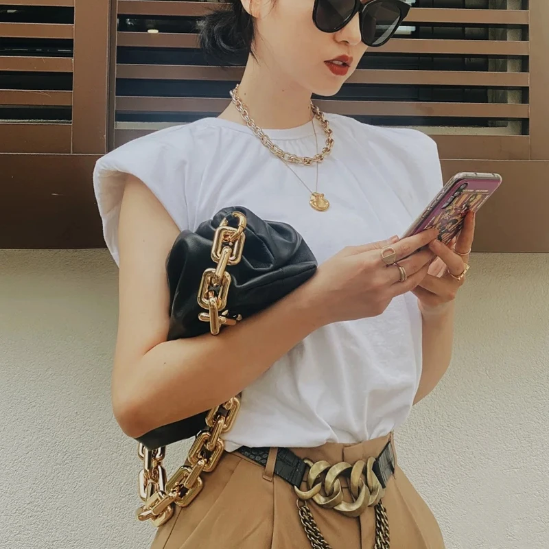 

Thick Chain Design PU Leather Crossbody Bags For Women Small Handbags and Purses Female Shoulder Messenger Bag