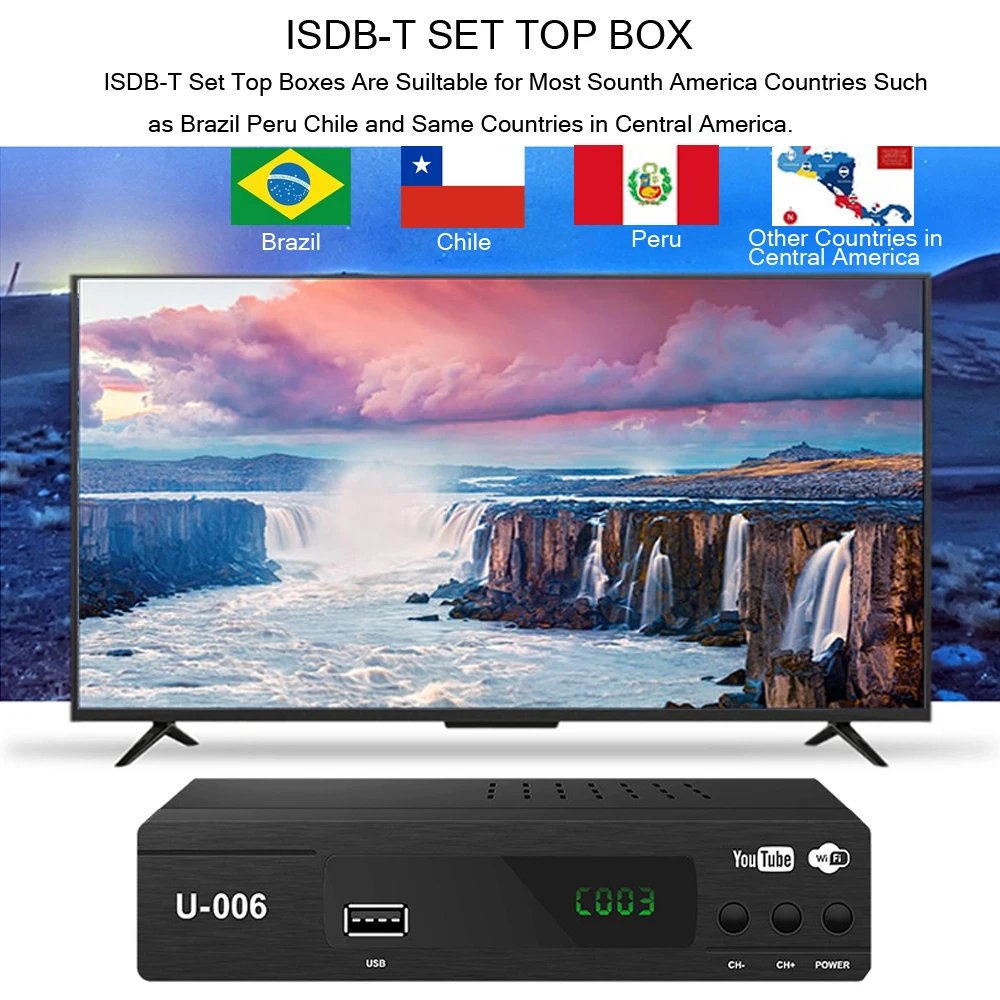 ISDB T суши ТВ приемник для Чили/Бразилия/Перу приемное устройство Поддержка Youtube