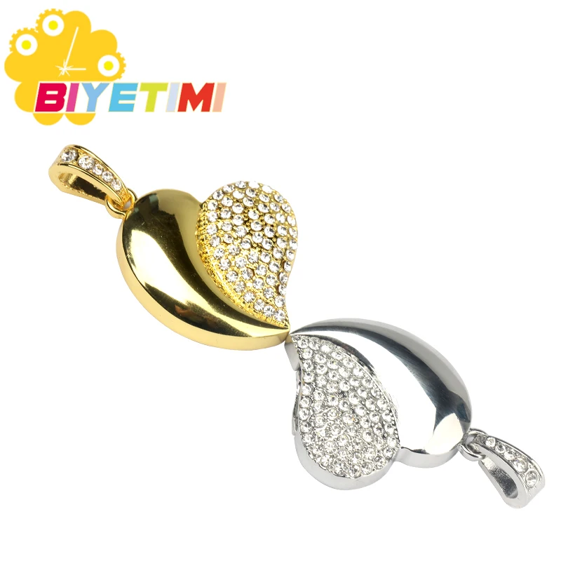 Usb флеш накопитель Biyetimi реальная емкость Алмазное сердце с кристаллами любви 8 ГБ