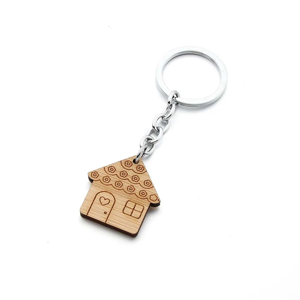 fashion house key chain wood keychain housewarming gift new home key ring decoration for women girls free global shipping