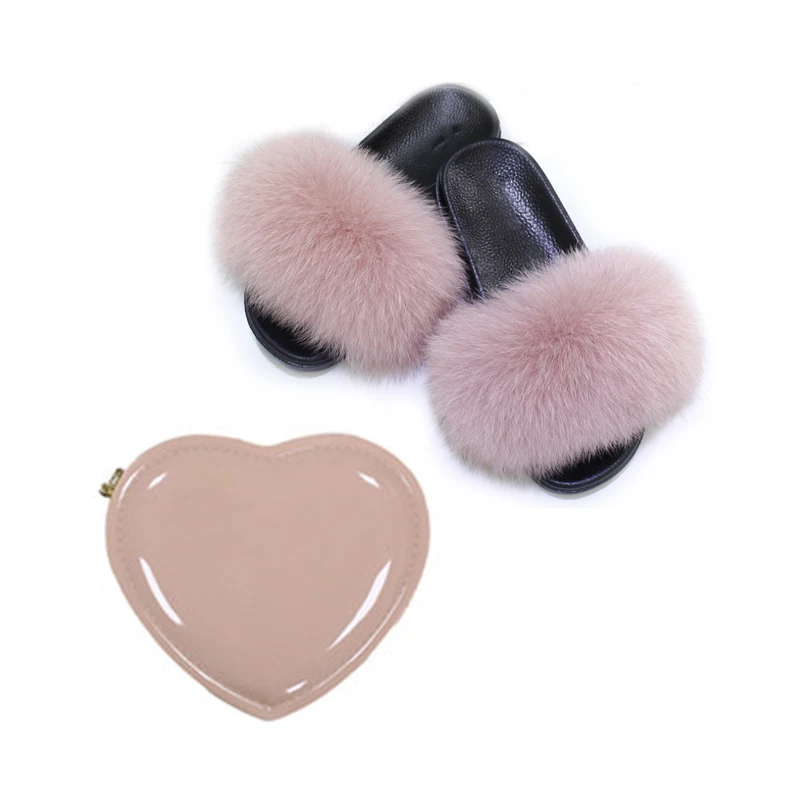 

Baby Shoes Fluffy Fur Slides Summer Children Shoes Fashion Mini Peach Heart Jelly Bag Chain Mini Shoulder Messenger Bag