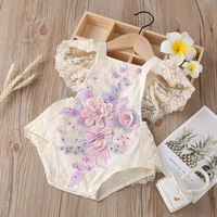 baby girls romper clothes lace embroidery pearl bodysuits summer infant cotton triangle climbing jumpsuit 0 24m