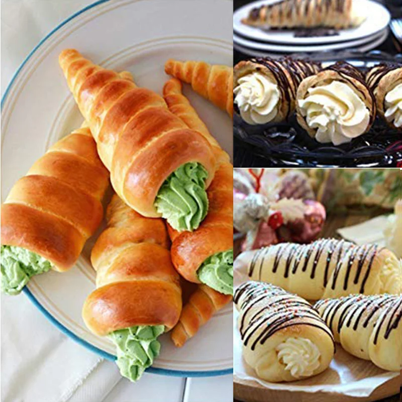 

5/10Pcs Conical Tube Cone Roll Moulds Spiral Croissants Molds Cream Horn Mould Pastry Mold Baking Cake Tools Kitchen Accessories