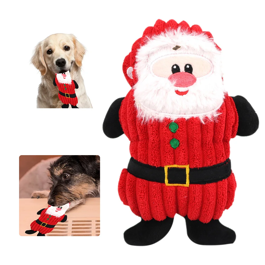

Squeaky Christmas Dog Toys Plush Santa Claus Toy Dog Chewing Toy For Boredom, Pet Sound Toy For Dog Gift, Interactive Puppy Toy