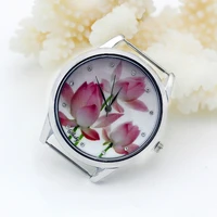 shsby diy personality watch header new style silver flower head with cloth strap watch accessories 2130