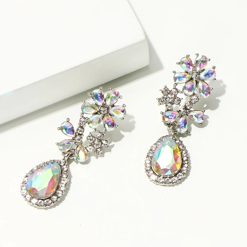 Коми за Стразы Висячие серьги для женщин Винтаж кулон на свадебную вечеринку