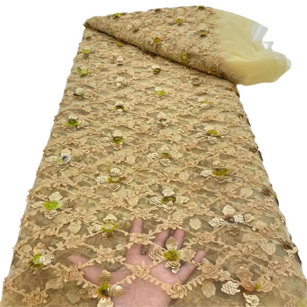 

Новейшая Золотая кружевная ткань высокого качества, африканская кружевная ткань с блестками для невесты, французское Сетчатое кружево