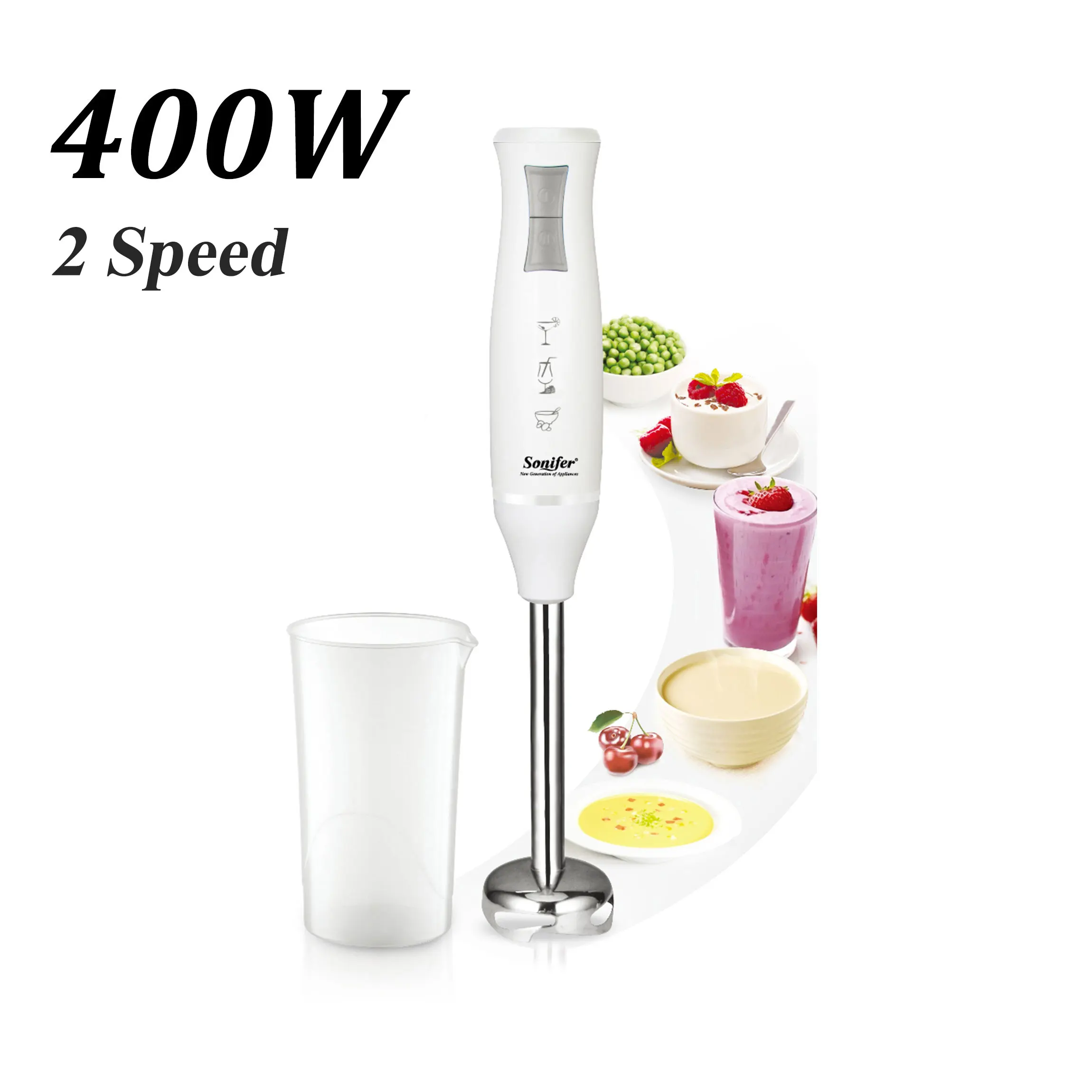 SF8026-White 400 Вт цветной 2 скоростной Электрический миксер для еды, кухонный съемный ручной блендер, взбивание яиц, взбивание яиц, подставка для овощей, блендер Sonifer - Цвет: SF8026-White