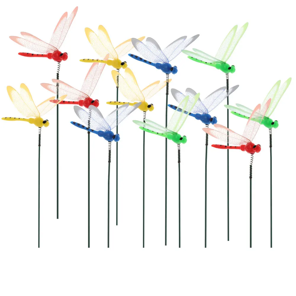 

30pcs Simulation Dragonfly Stakes 3D Dragonfly Stick Decoration Random Color