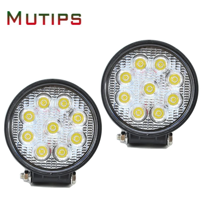 

Mutips 2Pcs 4Inch 27W Round Car LED Work Light Bars 12V 9x 3W DRL Fog Lamp For Offroad 4x4 ATV Truck 4WD Boat SUV accessories