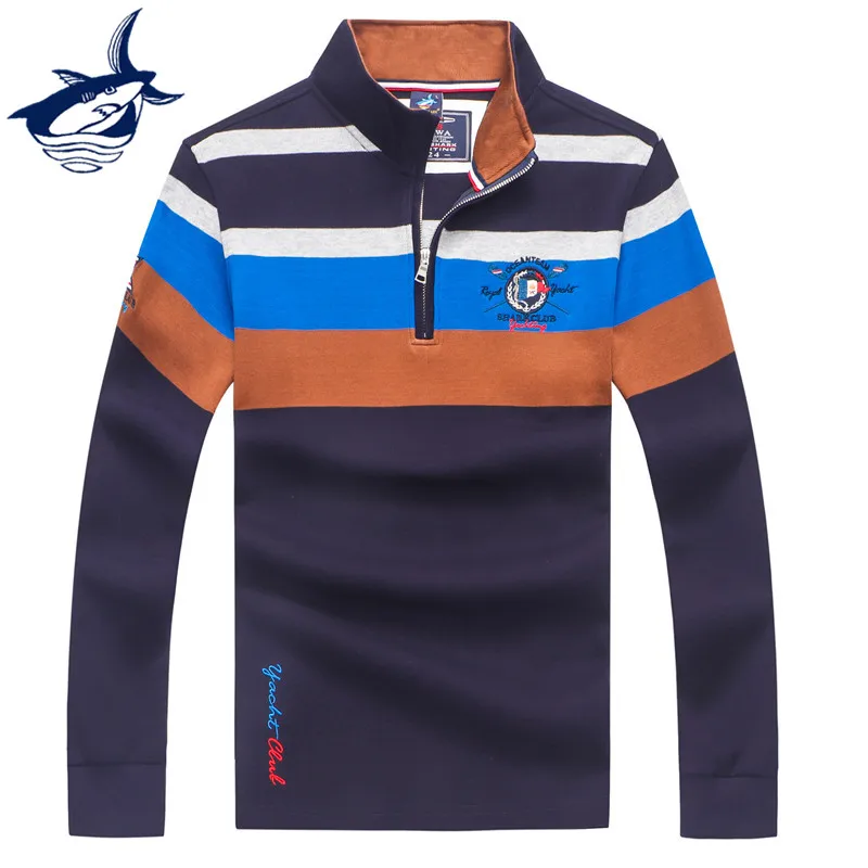 

Мужской Повседневный свитер Tace & Shark, трикотажный пуловер в полоску на молнии, Осень-зима 2019