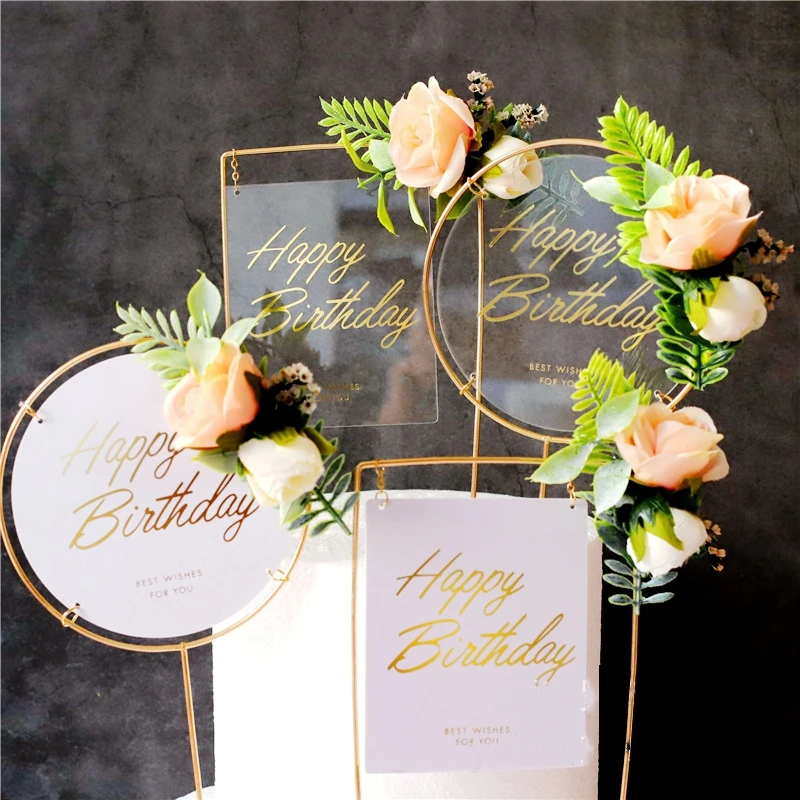 INS цветочная гирлянда металлические украшения для торта на день рождения