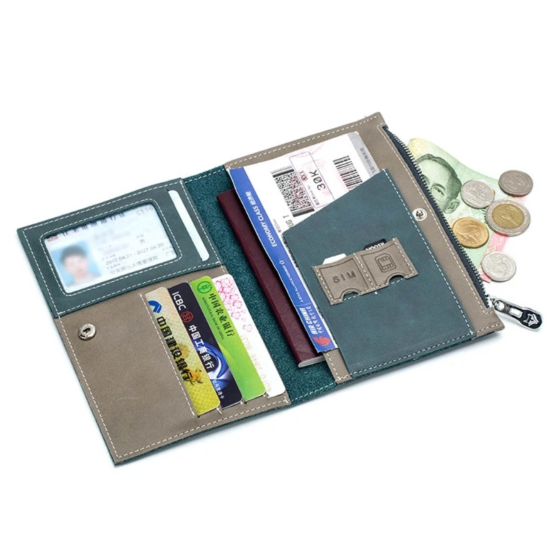

Credit Card Driver License Leather Bifold Wallet Zipper Coin Purse Cash Pocket