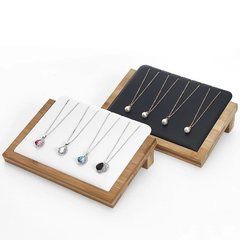 

Bamboo Necklace Display Stand Holder Pendant Jewelry Accessories Wooden Storage Case For Girls